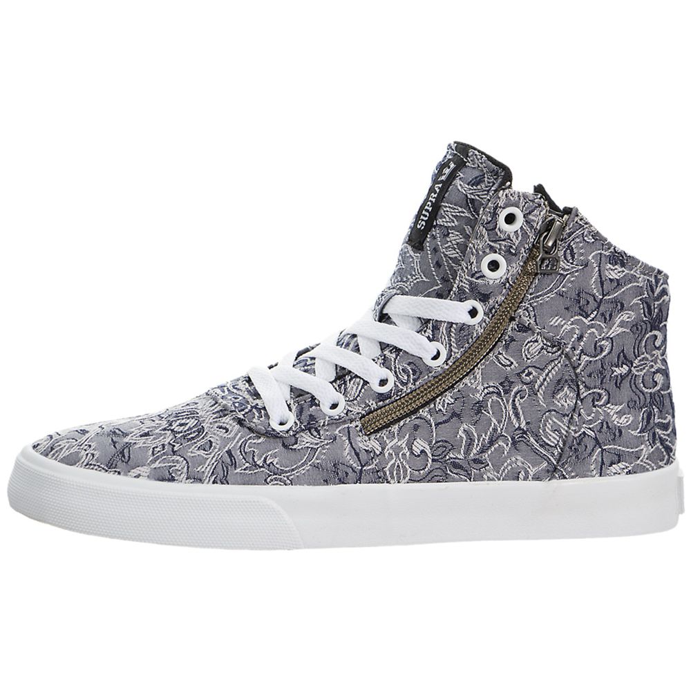 Chaussures de Skate Supra Cuttler Grise Grey/Pattern-White Femme | NHY-18935019